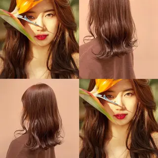 セミロング カラー NANAMI🩵 大人可愛い韓国ヘアのヘアスタイル