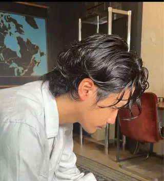 ミディアム パーマ メンズ メンズパーマ 岩成健志郎のヘアスタイル