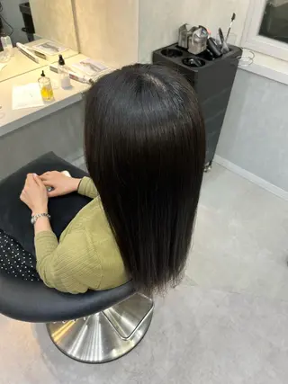 セミロング 山崎/ボブ縮毛矯正 レイヤー髪質改善のヘアスタイル