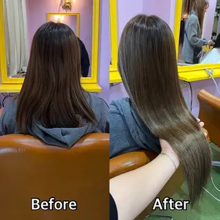 ロング シール＋ちび編み込み エクステ梅田🐨のヘアスタイル