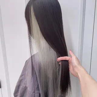 セミロング カラー ヘアアレンジ 💕上野美容師☁ ブリーチ💖サワのヘアスタイル