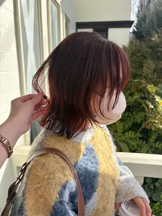 ミディアム カラー パーマ 江原 彩華のヘアスタイル