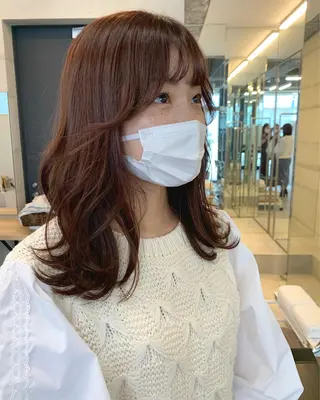 ミディアム カラー 透明感/オリーブ/ グレージュ/YUKAのヘアスタイル