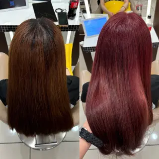 ロング カラー 羽エクステ/シール エクステ/横浜駅5分のヘアスタイル