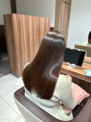 ロング パーマ ツヤ髪縮毛矯正💫/ ハイトーン/あゆみのヘアスタイル