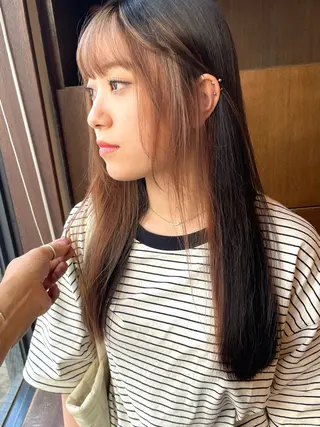 ロング カラー 髪質改善ｶﾗｰ ｹｱﾌﾞﾘｰﾁ/ﾀﾑのヘアスタイル