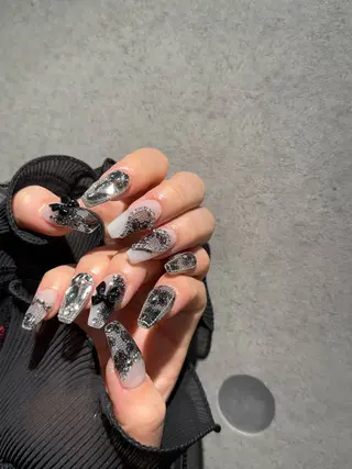 ネイル I-nailロング /ワンホン/キラキラのネイルデザイン