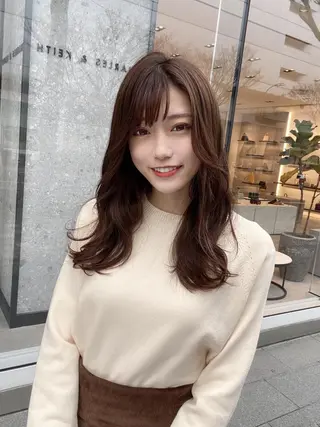 セミロング カラー パーマ 新宿✨顔周りカット 韓国ヘア/坂本亜裟海のヘアスタイル