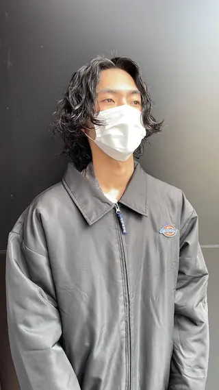 パーマ メンズ スパイキーパーマ 柏NO1 藤本葉のヘアスタイル