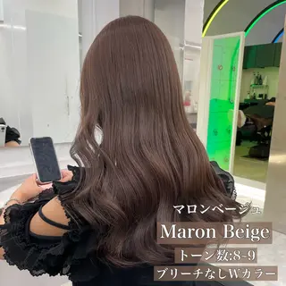 セミロング カラー ブリーチなし🤍透明 感カラー🤍しゅうじのヘアスタイル