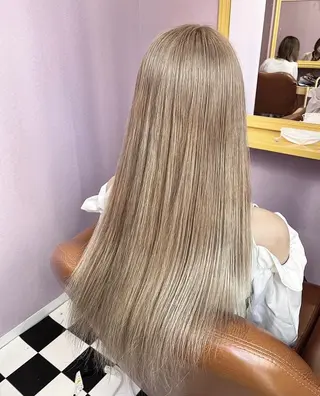 ロング カラー チビ編み込みエクステ シールエクステのヘアスタイル