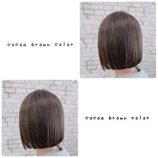 ミディアム カラー ヘアアレンジ ブリーチなし艶カラー 東家のヘアスタイル
