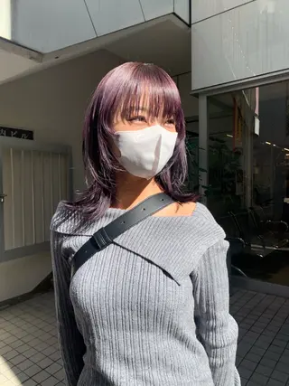 ミディアム カラー ハッシュカット/ MAYAのヘアスタイル