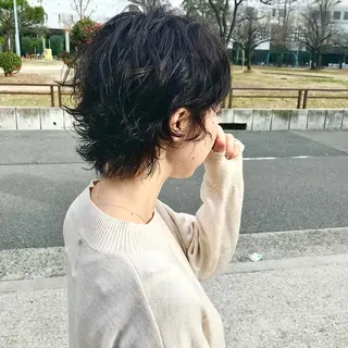 ミディアム カラー パーマ tatsumi/ボブ ウルフ/レイヤーのヘアスタイル