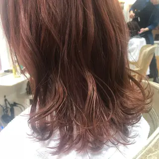 ミディアム カラー パーマ RUKA 美容院×ネイリストのヘアスタイル