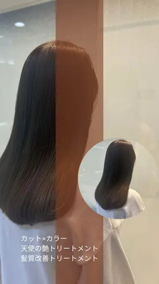 セミロング カラー 髪質改善/縮毛矯正 ササキナツミのヘアスタイル