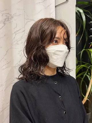 ミディアム カラー パーマ miu /透明感カラーのヘアスタイル