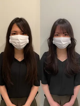 ロング 🌹ハッシュカット、 レイヤー韓国ヘア🌹のヘアスタイル