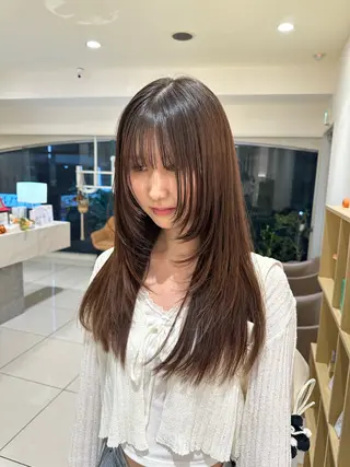 ロング カラー ヘアアレンジ タイトボブ個性派カラ ーAKANEのヘアスタイル