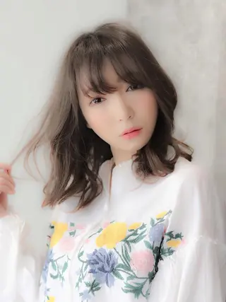 セミロング カラー パーマ 髪質改善🌈縮毛矯正 荻原　達矢のヘアスタイル