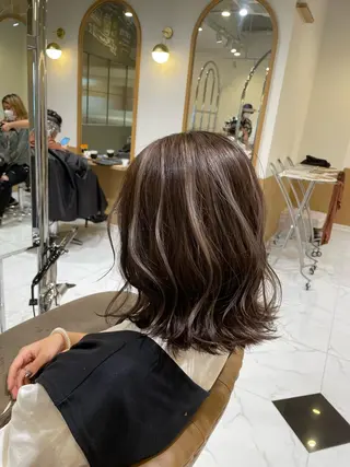 ミディアム カラー 似合わせスタイル 岡田勇哉のヘアスタイル