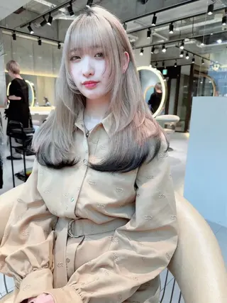 ロング カラー ダブルカラー 韓国レイヤーKYONのヘアスタイル