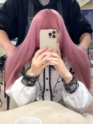 ロング カラー 前髪/顔まわりカット 艶髪/髪質改善/縮毛のヘアスタイル