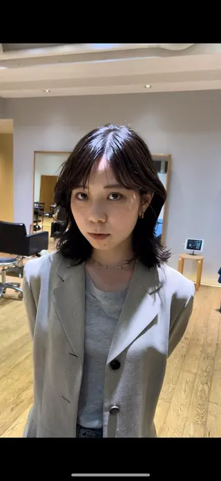 ミディアム カラー パーマ 似合わせカット /パーマ岡本淳平のヘアスタイル