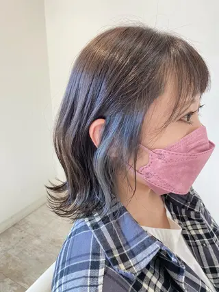 ミディアム カラー ブリーチなしWカラー /酸性ストレート河本のヘアスタイル