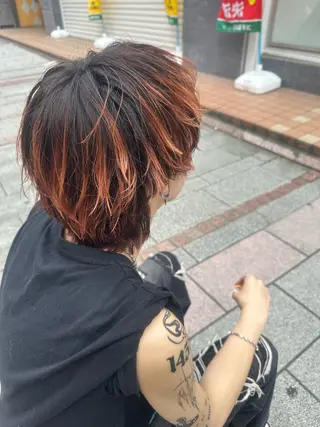 メンズ ニュアンス/フェザー /ウルフ/伶馬のヘアスタイル