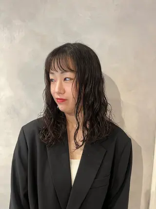 ミディアム パーマ ボブ/ベージュ/ パーマ🪿近森ゆいのヘアスタイル