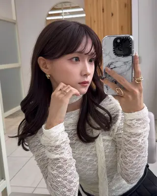 セミロング カラー 顔周り/透明感カラー /似合わせ/難波雄雅のヘアスタイル