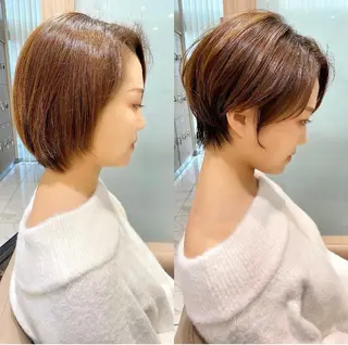 ショート ショート/ボブ/ 白髪ぼかし/しんやのヘアスタイル