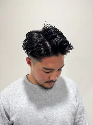 パーマ メンズ 平尾/艶カラー/ アッシュ系/中川誠大のヘアスタイル