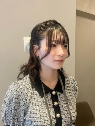 ミディアム ヘアアレンジ 暖色/顔周り /ヘアメ/あつはのヘアスタイル