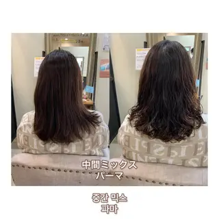 セミロング パーマ 艶髪レイヤー上田 紗也🇰🇷💗のヘアスタイル