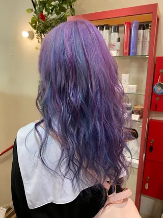 セミロング ゆぴ☾‪/推しカラー /ハイトーンのヘアスタイル