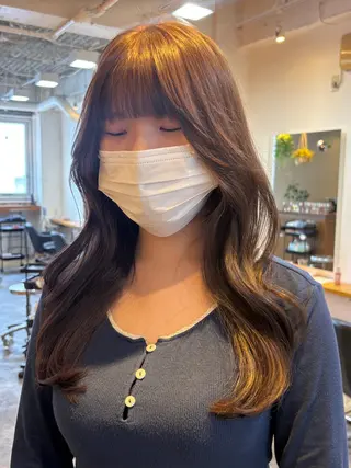 セミロング カラー RIN／韓国ヘア レイヤーカットのヘアスタイル