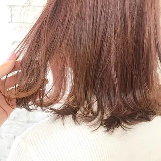 セミロング カラー オリーブ/アッシュ やわらか透明感カラーのヘアスタイル