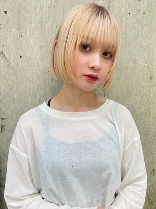 ショート cinq   PROJECT所属・ミルクティーベージュ /ボブ/あげは🎀のヘアスタイル