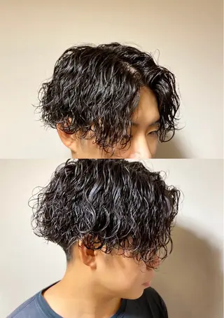 ミディアム パーマ メンズ ラヴィニュースタンダードバーバー浜松町店所属・CHIBA RUKIYAのヘアスタイル