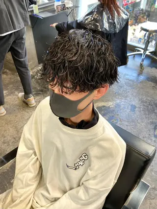 ショート パーマ メンズ Agu hair lore沼館店所属・八戸パーマ/メンズパ ーマ/シンゴ。のヘアスタイル