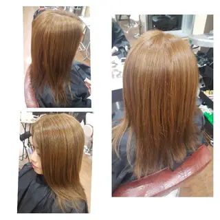 カラー セミロング 平田 久恵のヘアスタイル