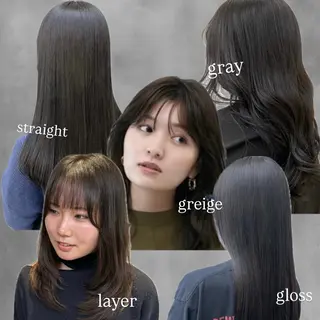 セミロング カラー ショートパーマ カットモデルのヘアスタイル