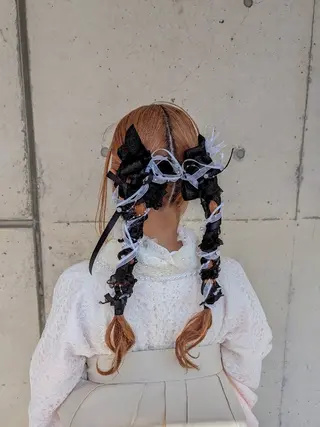 セミロング カラー ヘアアレンジ 推しカラー🦉にじさ んじカラー🌈🕒✨のヘアスタイル