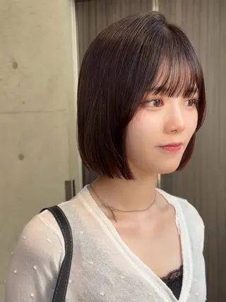 ミディアム まいか🤎髪質改善 ミルクティーボブ🎀のヘアスタイル
