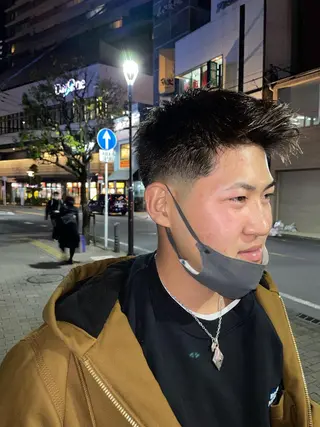 メンズ スパイキーパーマ 柏NO1 藤本葉のヘアスタイル