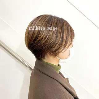 ショート カラー ハル🌸柔色/ ブリーチなし/艶髪のヘアスタイル