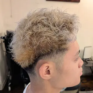 ショート カラー メンズ VOICEbarber高野店所属・今井 杏星 【フェー ド/セット/パーマ】のヘアスタイル