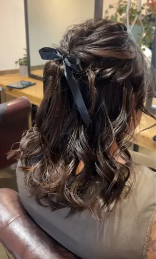 セミロング アレンジ/新宿 透明感カラー/ヤノのヘアスタイル